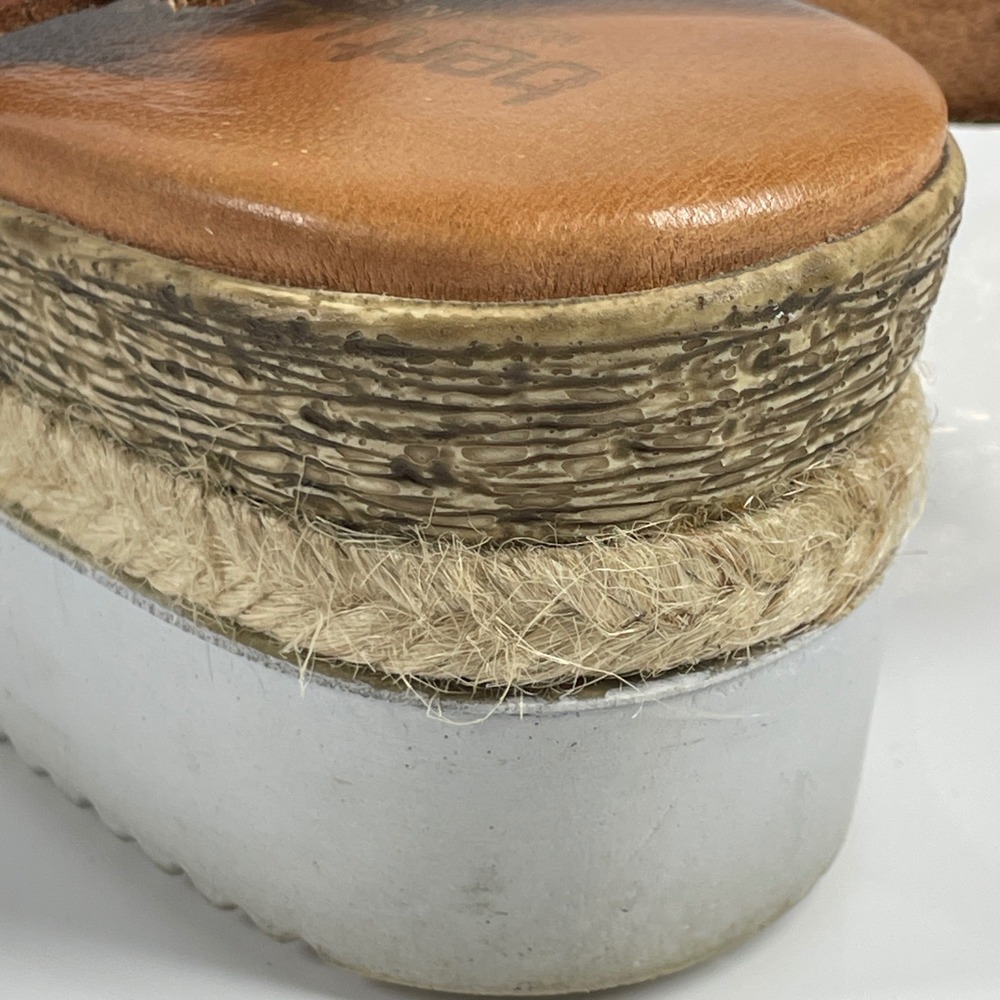 Sz 9.5-10 Bertuchi Brown Leather Espadrille Platform Sandals Made in Spain - Picture 13 of 16
